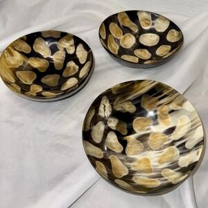 Bovine Buffalo Cow Horn Salad Bowls Set of 3‎